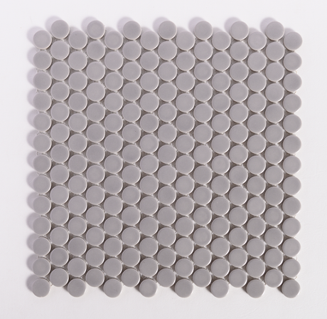 Antique Grey Penny Round Satin Mosaic