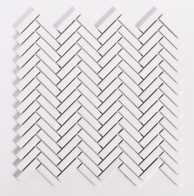 Glazed Herringbone White Matte Mosaic