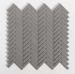 Glazed Herringbone Light Grey Matte Mosaic